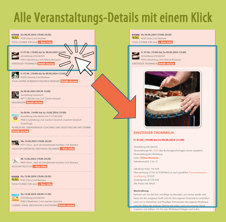 Neue Funktionalität auf unserer Veranstaltungsseite